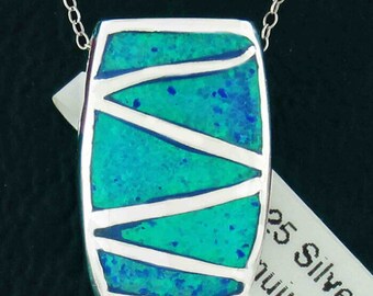 Genuine Opal Pendant Necklace .925 Sterling Silver