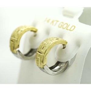 Huggies Earrings 14k Two Tones Gold