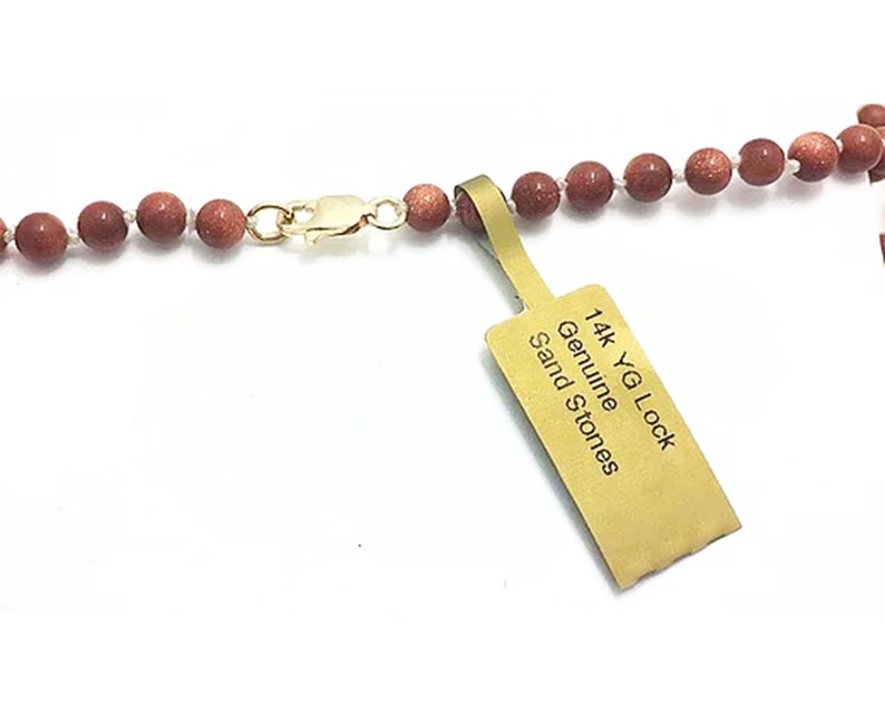 Genuine 34.34 Carats Sand gemstones Necklace 14K Gold