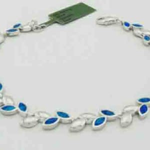 Genuine Blue Opal Ladies Bracelet .925 Silver