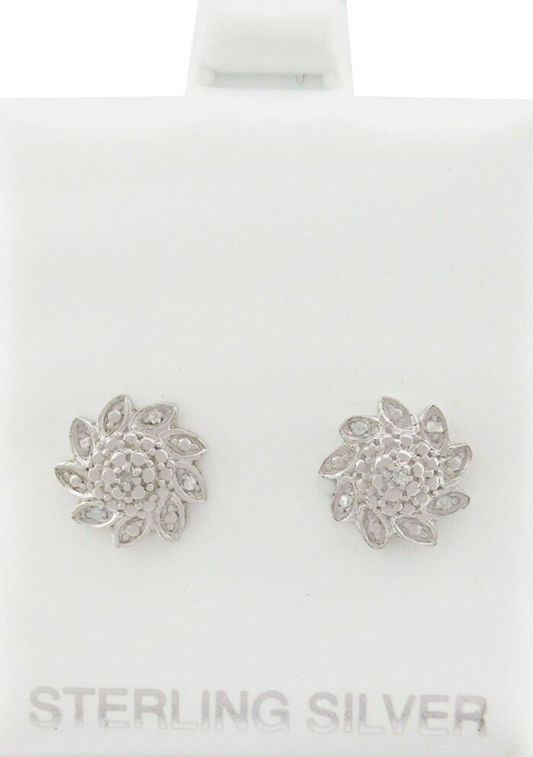 本物のダイヤモンドスタッドピアス .925 スターリングシルバー - NWT