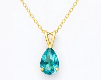 Genuine 1.10 Cts Paraiba Tourmaline Pendant SOLID 14k Gold
