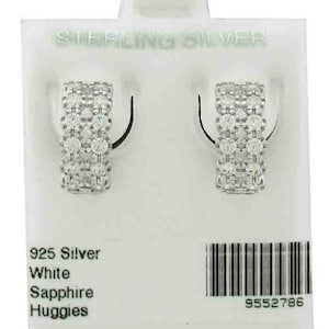 Weiße Saphire 0,72 Cts Huggies Ohrringe .925 Silber