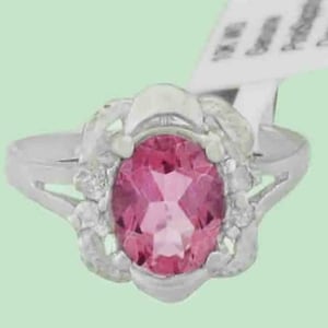 Genuine 1.65 Cts Pink Sapphires & Diamonds Ring 10K Gold ** Free Certificate **