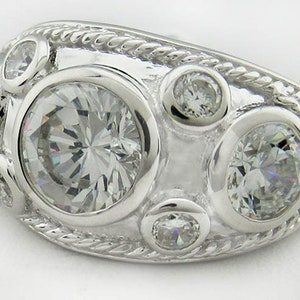 Multi White Sapphire Diamond Ice Ring