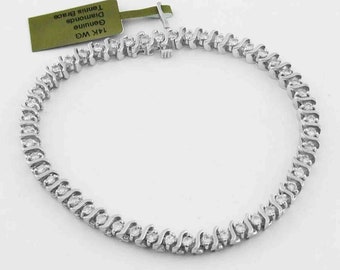 Genuine 2.50 Cts Diamonds Tennis Bracelet 14K Gold