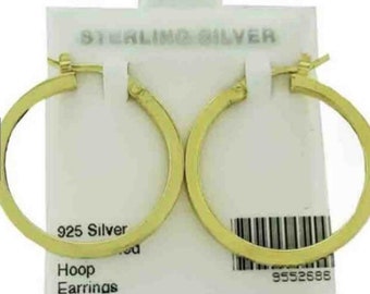 Hoop Ohrringe.925 Sterling Silber (Goldton)