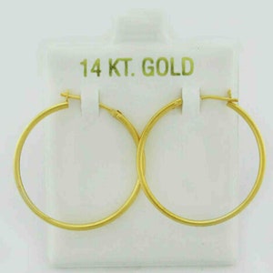 High Polished Hoop Earrings Solid 14k Yellow Gold