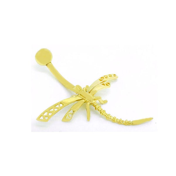 Dragonfly Belly Navel Ring 14k Yellow Gold