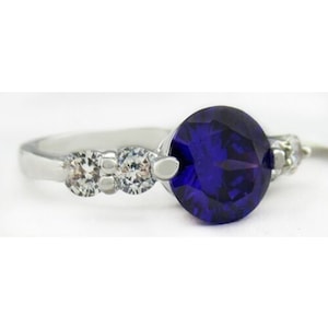 Amethyst & White Sapphires Ring .925 Sterling Silver Plated