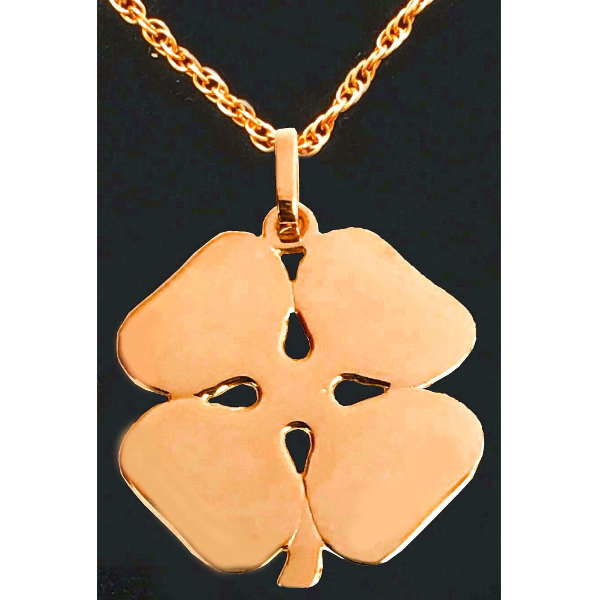 四つ葉のクローバーペンダント ソリッド 14K ローズゴールド - Etsy 日本