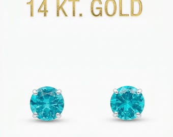 Genuine 2.24 Cts Paraiba Tourmaline Stud Earrings 14k White Gold