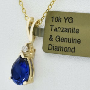 AAA Tanzanite 1.48 Cts Genuine Diamond Pendant 10k Gold