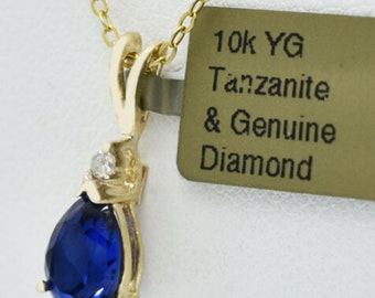 AAA Tanzanite 1.48 Cts Genuine Diamond Pendant 10k Gold