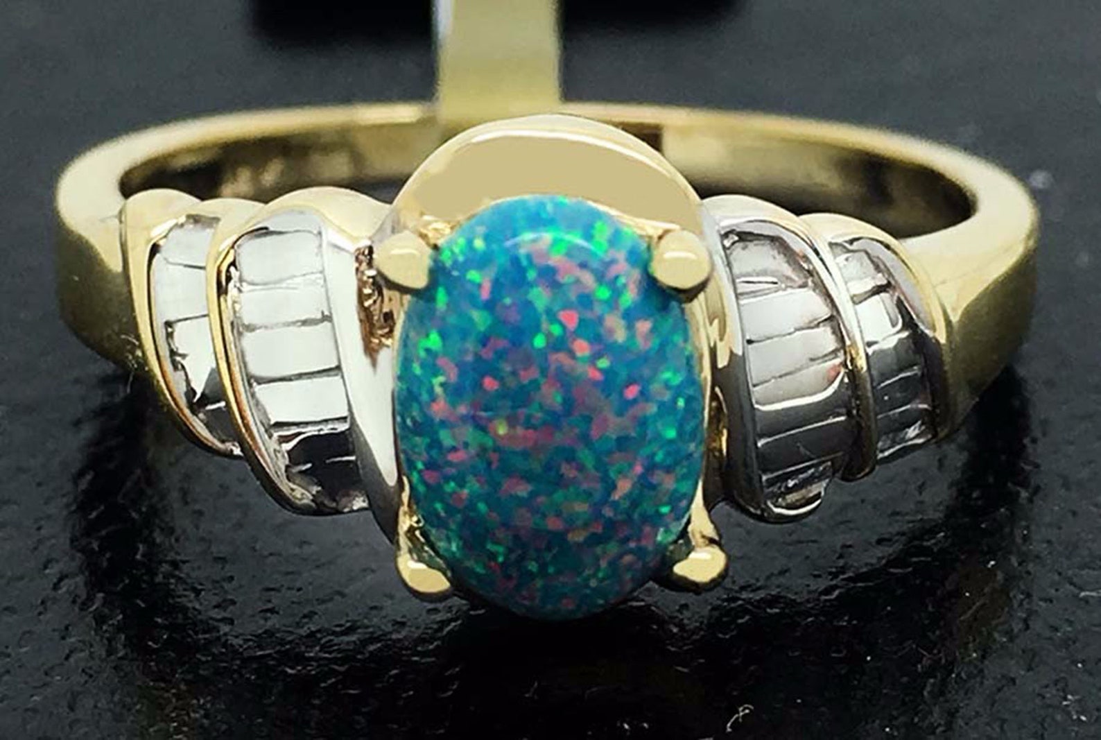 Genuine 0.73 Cts Australian Opal Ring 14k Gold Etsy