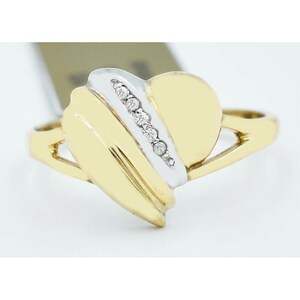 Genuine Diamond Heart Shape Ring 10k Yellow Gold