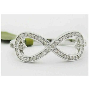 Genuine 0.62 Cts Diamonds Infinity Ring .925 Sterling Silver