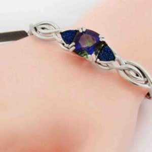 Mystic Topaz 18.64 Cts & Druzy Bangle Bracelet .925 Silver