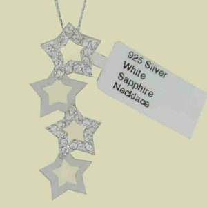 White Sapphire 0.75 Cts Star Pendant Necklace .925 Silver