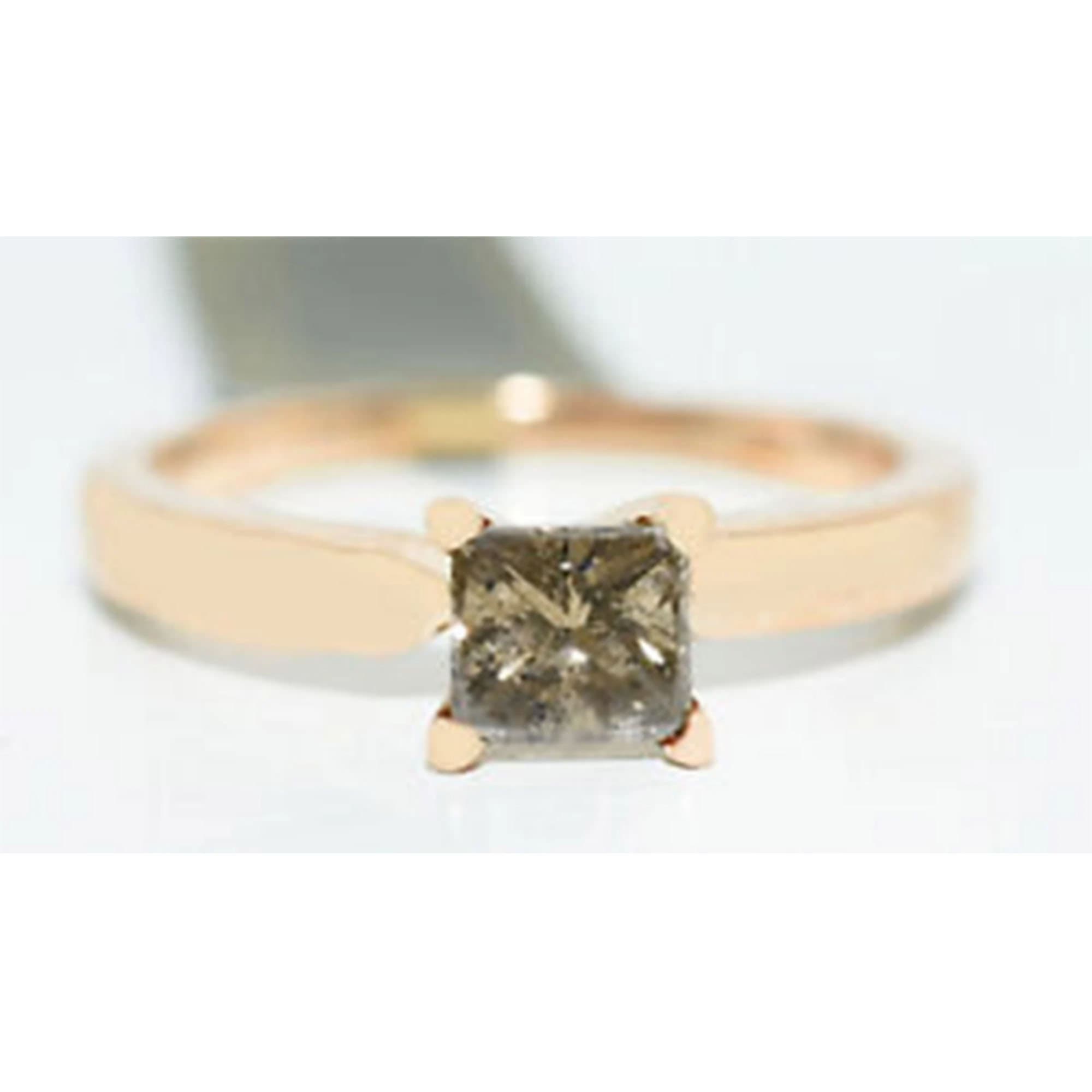 Genuine 0.47 Cts Champagne Diamond Engagement Ring 10k Rose Gold
