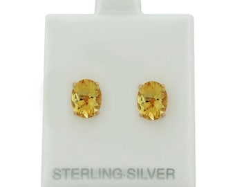 Genuine 5.54 Cts Yellow Topaz Stud Earrings 14k Rose Gold Plated