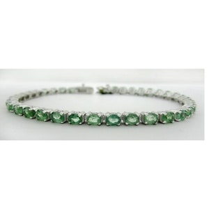 Genuine 5.25 Cts Green Fluorite Tennis Bracelet .925 Silver