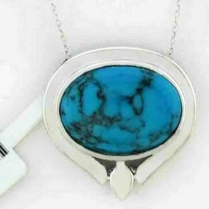 Genuine Turquoise Pendant Necklace .925 Silver