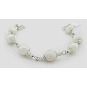 Genuine 10 mm Large Fresh Water Pearls Bracelet 925 Silver