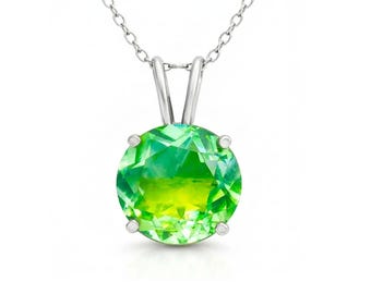 Genuine 2.80 Cts Green Fluorite Pendant 14k White Gold