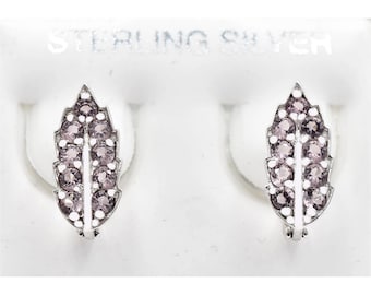 Created Amethyst Huggie-oorbellen, 925 sterlingzilver