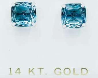 Echte 6,58 kts blauwe zirkoon oorbellen 14k witgoud