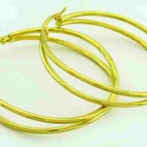 Plain Polished 37 mm Hoop Earrings .925 Sterling Silver
