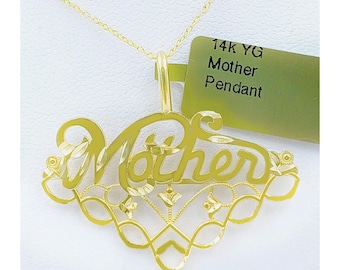 Mother Pendant 14k Solid Yellow Gold
