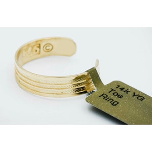 Solid Adjustable Toe Ring 14k Yellow Gold
