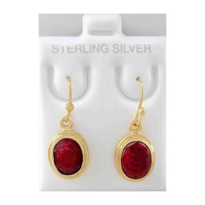 Äkta 6,18 cts rubinörhängen 925 silver (guldton)