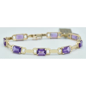 Genuine 11.20 Cts Amethyst Tennis Bracelets 14k Gold