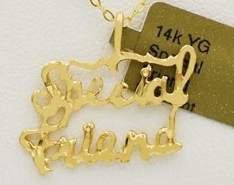 Special Friend Pendant Solid 14K Yellow Gold