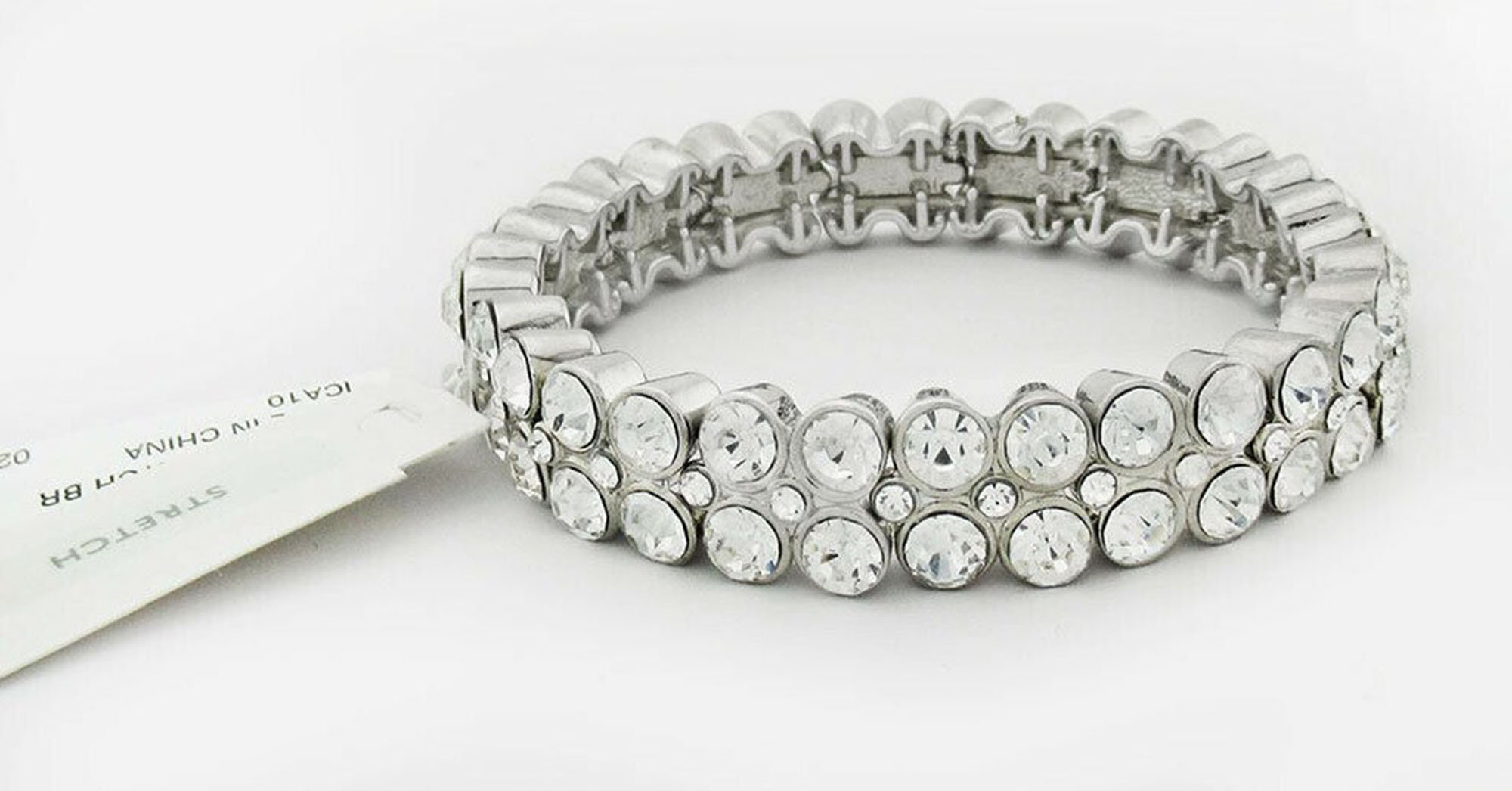 Crystal Stretch Bracelet Silver Plated Etsy UK