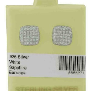 White Sapphires 0.80 Cts Stud Earrings .925 SILVER ** Brand New With Tag **