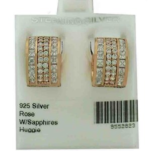 White Sapphires Huggies Earrings .925 Silver (Rose tone)