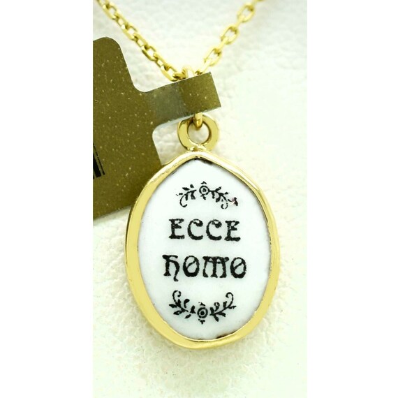 イエスの顔 楕円形「エッケ・ノモ」ペンダント 10K イエロー ゴールド