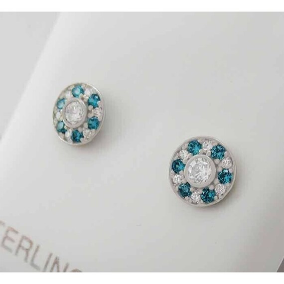 Italian 925 Sterling Silver Screw Back Stud Earrings - Natural Blue Topaz - All Sizes Available