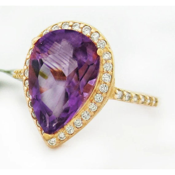 Bague En Argent 925 - Améthyste 26ct Et Saphir - Taille 7.5 - Fait Main - Bijou Pierre Précieuse - Neuf Sans Emballage