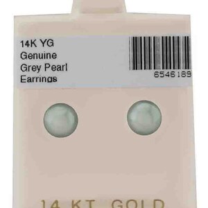 Genuine Grey Pearls 7 mm Stud Earrings 14k Yellow Gold