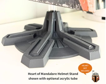 Sci-Fi Helmet Display Stand: Gray PLA+, LED-Ready, Floating Option