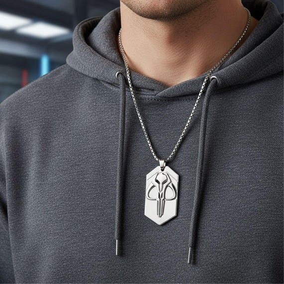 Star Wars Dog Tag Pendant - Mythosaur 3D Printed Jewelry for Mandalorian Fans, Handmade Gift for Any Occasion, Unique & Stylish