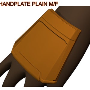 May include: A brown handplate with a plain design. The handplate is made of plastic and has a smooth surface.