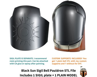 Black Sun Bell Shoulder Armor STL Custom Supports