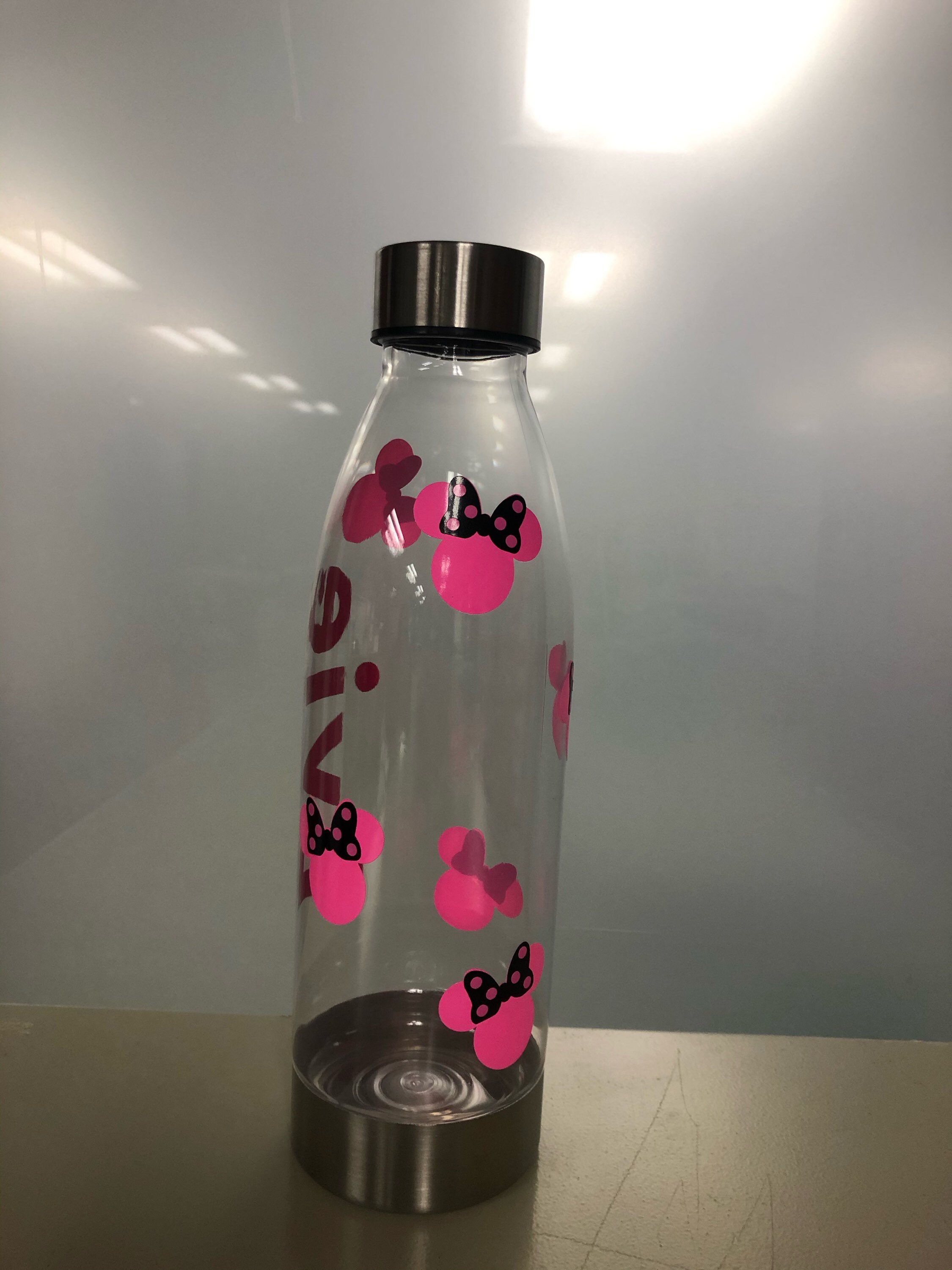 Pink And Black Minnie Mouse Water Bottle Etsy.de