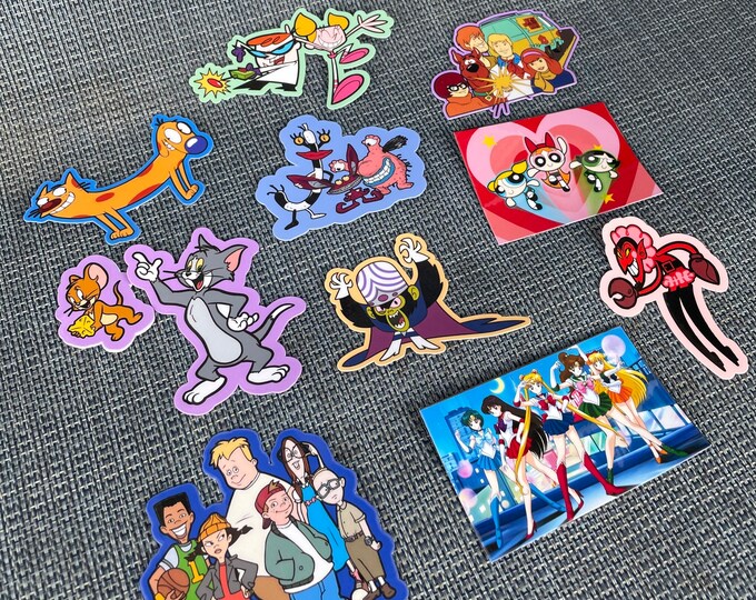 90’s Cartoon Nostalgia Sticker Pack, 11 Piece Throwback 2000’s Cartoons ...